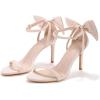 imageCoutgo Womens Ankle Strap High Heels Open Toe Stiletto Bow Tie Knot Heeled Sandals Fashion Wedding Dress Pump ShoesBeige