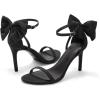 imageCoutgo Womens Ankle Strap High Heels Open Toe Stiletto Bow Tie Knot Heeled Sandals Fashion Wedding Dress Pump ShoesBlack