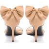 imageCoutgo Womens Ankle Strap High Heels Open Toe Stiletto Bow Tie Knot Heeled Sandals Fashion Wedding Dress Pump ShoesKhaki