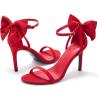 imageCoutgo Womens Ankle Strap High Heels Open Toe Stiletto Bow Tie Knot Heeled Sandals Fashion Wedding Dress Pump ShoesRed