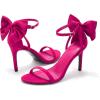 imageCoutgo Womens Ankle Strap High Heels Open Toe Stiletto Bow Tie Knot Heeled Sandals Fashion Wedding Dress Pump ShoesRosy Red
