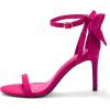 imageCoutgo Womens Ankle Strap High Heels Open Toe Stiletto Bow Tie Knot Heeled Sandals Fashion Wedding Dress Pump ShoesRosy Red