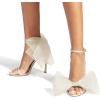 imageCoutgo Womens Bow Heels Open Toe Stiletto Heels One Strap Bridal Wedding Asymmetric NonRemovable Bow Knot Heeled SandalsBeige