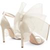 imageCoutgo Womens Bow Heels Open Toe Stiletto Heels One Strap Bridal Wedding Asymmetric NonRemovable Bow Knot Heeled SandalsBeige