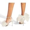 imageCoutgo Womens Bow Heels Open Toe Stiletto Heels One Strap Bridal Wedding Asymmetric NonRemovable Bow Knot Heeled SandalsBeige