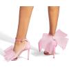 imageCoutgo Womens Bow Heels Open Toe Stiletto Heels One Strap Bridal Wedding Asymmetric NonRemovable Bow Knot Heeled SandalsCool Pink