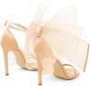 imageCoutgo Womens Bow Heels Open Toe Stiletto Heels One Strap Bridal Wedding Asymmetric NonRemovable Bow Knot Heeled SandalsGold