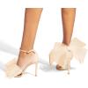 imageCoutgo Womens Bow Heels Open Toe Stiletto Heels One Strap Bridal Wedding Asymmetric NonRemovable Bow Knot Heeled SandalsGold