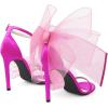 imageCoutgo Womens Bow Heels Open Toe Stiletto Heels One Strap Bridal Wedding Asymmetric NonRemovable Bow Knot Heeled SandalsHot Pink