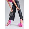 imageCoutgo Womens Bow Heels Open Toe Stiletto Heels One Strap Bridal Wedding Asymmetric NonRemovable Bow Knot Heeled SandalsHot Pink
