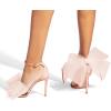 imageCoutgo Womens Bow Heels Open Toe Stiletto Heels One Strap Bridal Wedding Asymmetric NonRemovable Bow Knot Heeled SandalsKhaki