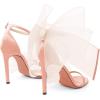 imageCoutgo Womens Bow Heels Open Toe Stiletto Heels One Strap Bridal Wedding Asymmetric NonRemovable Bow Knot Heeled SandalsKhaki