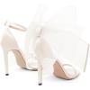 imageCoutgo Womens Bow Heels Open Toe Stiletto Heels One Strap Bridal Wedding Asymmetric NonRemovable Bow Knot Heeled SandalsNude
