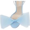 imageCoutgo Womens Bow Heels Open Toe Stiletto Heels One Strap Bridal Wedding Asymmetric NonRemovable Bow Knot Heeled SandalsSky Blue