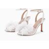 imageCoutgo Womens Bow Tie Heels Sandals Slingback Peep Toe Wedding Heels Mesh High Stiletto Heel Summer Cute Wedding Bridal ShoesWhite
