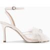 imageCoutgo Womens Bow Tie Heels Sandals Slingback Peep Toe Wedding Heels Mesh High Stiletto Heel Summer Cute Wedding Bridal ShoesWhite