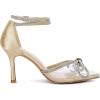 imageCoutgo Womens Clear Heels Closed Toe Pointed Rhinestone Heels Wedding Bridal Dress Shoes Ankle Strap Mid Heel Stiletto Pumps ShoesGold