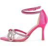 imageCoutgo Womens Clear Heels Closed Toe Pointed Rhinestone Heels Wedding Bridal Dress Shoes Ankle Strap Mid Heel Stiletto Pumps ShoesRose Red