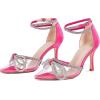 imageCoutgo Womens Clear Heels Closed Toe Pointed Rhinestone Heels Wedding Bridal Dress Shoes Ankle Strap Mid Heel Stiletto Pumps ShoesRose Red