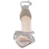 imageCoutgo Womens Clear Heels Closed Toe Pointed Rhinestone Heels Wedding Bridal Dress Shoes Ankle Strap Mid Heel Stiletto Pumps ShoesSilver