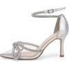 imageCoutgo Womens Clear Heels Closed Toe Pointed Rhinestone Heels Wedding Bridal Dress Shoes Ankle Strap Mid Heel Stiletto Pumps ShoesSilver