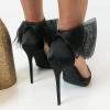imageCoutgo Womens Closed Pointed Toe High Heels with Bow Knot Ankle Strap Satin Stiletto PumpsBlack