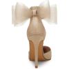 imageCoutgo Womens Closed Pointed Toe High Heels with Bow Knot Ankle Strap Satin Stiletto PumpsGold