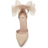 imageCoutgo Womens Closed Pointed Toe High Heels with Bow Knot Ankle Strap Satin Stiletto PumpsGold