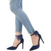 imageCoutgo Womens Closed Pointed Toe High Heels with Bow Knot Ankle Strap Satin Stiletto PumpsNavy