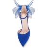 imageCoutgo Womens Closed Pointed Toe High Heels with Bow Knot Ankle Strap Satin Stiletto PumpsRoyal Blue