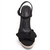imageCoutgo Womens Espadrilles Wedges Bow Platform Sandals Open Toe Ankle Strap Summer Dress Heels Cute ShoesBlack