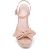 imageCoutgo Womens Espadrilles Wedges Bow Platform Sandals Open Toe Ankle Strap Summer Dress Heels Cute ShoesKhaki