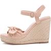 imageCoutgo Womens Espadrilles Wedges Bow Platform Sandals Open Toe Ankle Strap Summer Dress Heels Cute ShoesKhaki