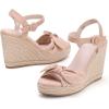 imageCoutgo Womens Espadrilles Wedges Bow Platform Sandals Open Toe Ankle Strap Summer Dress Heels Cute ShoesKhaki