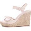imageCoutgo Womens Espadrilles Wedges Bow Platform Sandals Open Toe Ankle Strap Summer Dress Heels Cute ShoesNude