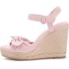 imageCoutgo Womens Espadrilles Wedges Bow Platform Sandals Open Toe Ankle Strap Summer Dress Heels Cute ShoesPink