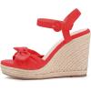 imageCoutgo Womens Espadrilles Wedges Bow Platform Sandals Open Toe Ankle Strap Summer Dress Heels Cute ShoesRed