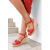 imageCoutgo Womens Espadrilles Wedges Bow Platform Sandals Open Toe Ankle Strap Summer Dress Heels Cute ShoesRed
