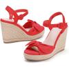 imageCoutgo Womens Espadrilles Wedges Bow Platform Sandals Open Toe Ankle Strap Summer Dress Heels Cute ShoesRed