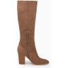 imageCoutgo Womens Faux Suede Knee High Boots Side Zipper Chunky Heel Stretch Winter BootsBrown