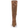 imageCoutgo Womens Faux Suede Knee High Boots Side Zipper Chunky Heel Stretch Winter BootsBrown