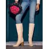 imageCoutgo Womens Faux Suede Knee High Boots Side Zipper Chunky Heel Stretch Winter BootsNude