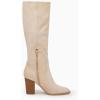 imageCoutgo Womens Faux Suede Knee High Boots Side Zipper Chunky Heel Stretch Winter BootsNude