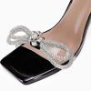 imageCoutgo Womens Rhinestone Bow Heels Sandals Strappy Lace Up Stiletto Satin Pumps Wedding Dress ShoesCool Black