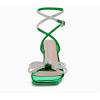imageCoutgo Womens Rhinestone Bow Heels Sandals Strappy Lace Up Stiletto Satin Pumps Wedding Dress ShoesGreen