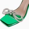 imageCoutgo Womens Rhinestone Bow Heels Sandals Strappy Lace Up Stiletto Satin Pumps Wedding Dress ShoesGreen
