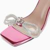 imageCoutgo Womens Rhinestone Bow Heels Sandals Strappy Lace Up Stiletto Satin Pumps Wedding Dress ShoesLight Pink