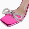 imageCoutgo Womens Rhinestone Bow Heels Sandals Strappy Lace Up Stiletto Satin Pumps Wedding Dress ShoesRose Red