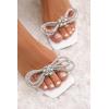 imageCoutgo Womens Rhinestone Bow Heels Sandals Strappy Lace Up Stiletto Satin Pumps Wedding Dress ShoesWhite