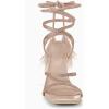 imageCoutgo Womens Strappy Heels Feather Rhinestone Sandals Lace up Sexy Stiletto Prom Dress ShoesNude